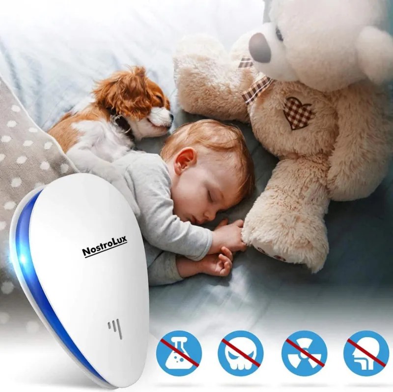 Aparat de protectie impotriva daunatorilor NostroLux NL51771A, 5 W, Pana la 75 m², Ultrasunete, Sigur pentru copii, Alb