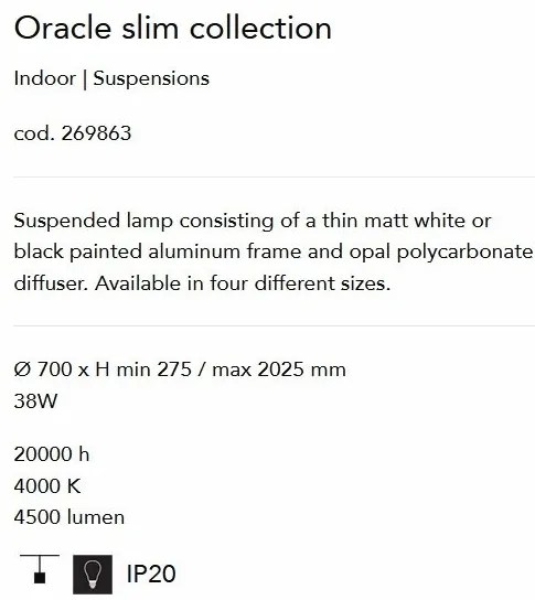 Lustra LED design modern ORACLE SLIM SP D070 ROUND 4000K ON-OFF WH