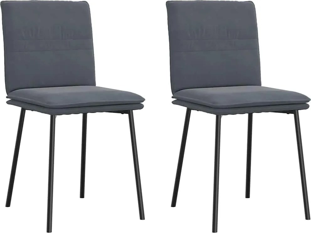 vidaXL Scaune de bucătărie, 2 buc., gri închis, catifea