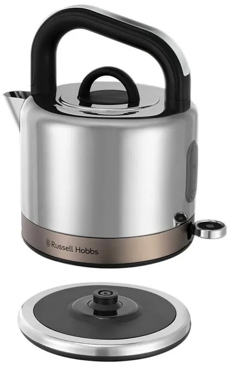 Cana electrica Russell Hobbs Distinctions Titanium 26422-70, 2400W, 1,5 l, Fierbere rapida, Filtru lavabil anti-calcar, Baza 360°, Protectie, Inox/Titaniu