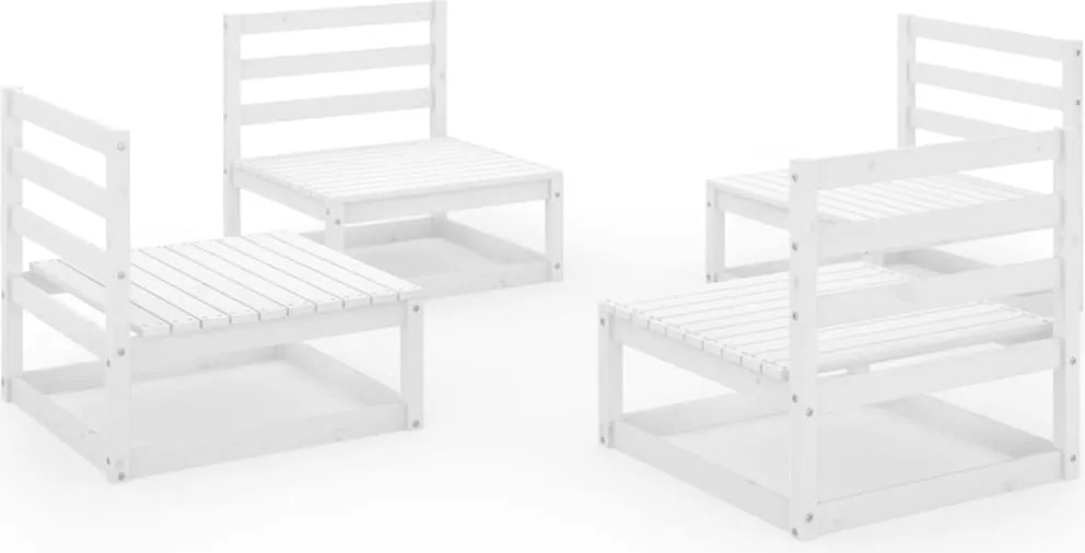 vidaXL Set mobilier de grădină, 4 piese, alb, lemn masiv de pin
