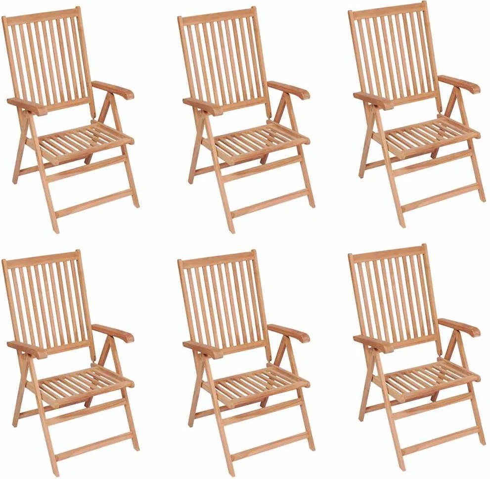 vidaXL Scaune de grădină rabatabile, 6 buc., lemn masiv de tec