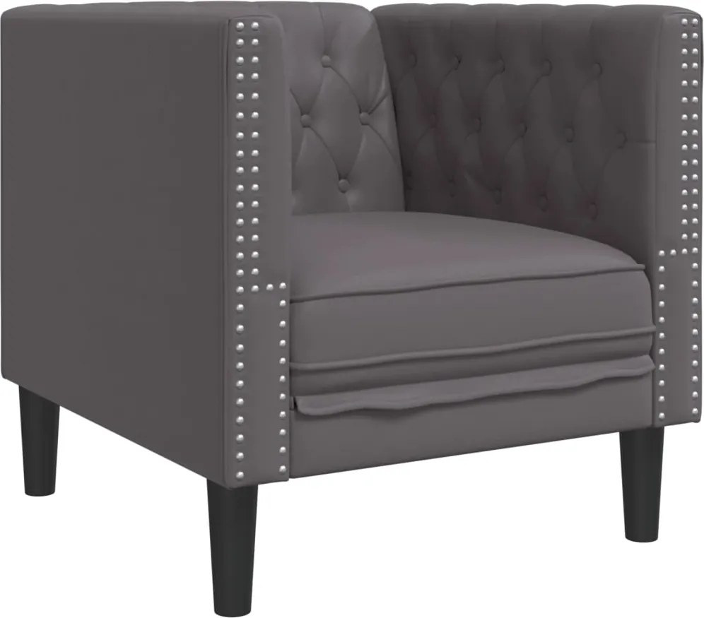 vidaXL Fotoliu Chesterfield, gri, piele ecologică