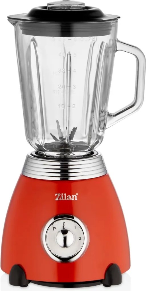 Blender RETRO Zilan ZLN7057 Rosu, capacitate 1.5 L, putere 500W, lame din otel