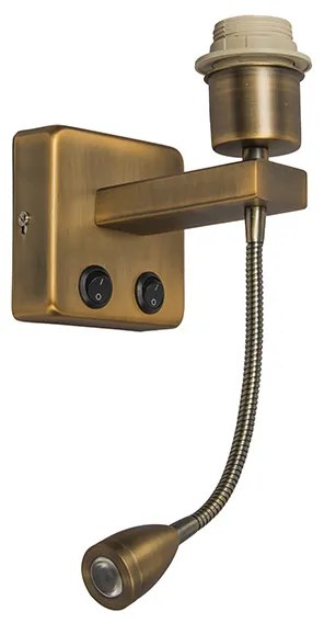 Aplică din bronz cu LED inclus cu braț de lectură - Brescia Combi