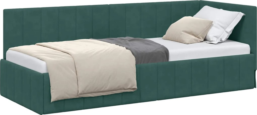 vidaXL Cadru de pat colțar Verde închis 80 cm x 200 cm Catifea