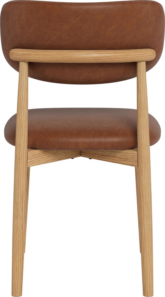 MAZZONI EXPORT ALMO Piele ecologică Retro Brandy / cadru stejar lăcuit - SCAUN DIN LEMN PENTRU LIVING SUFRAGERIE BUCĂTĂRIE RETRO
