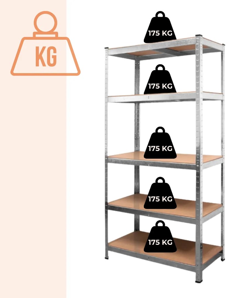 Raft cu capacitate mare HEAVY, max. 875kg, 90x40x180cm, argintiu Jurhan