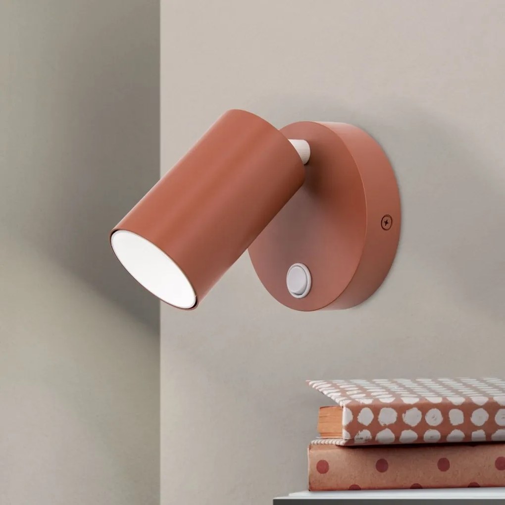 Aplica de perete cu spot directionabil stil minimalist PENN, rosu coral