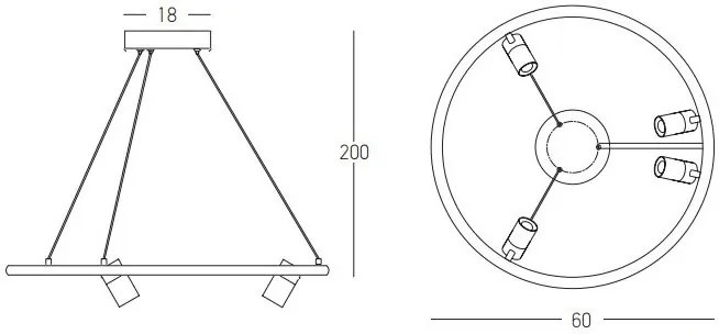 Lustra LED dimabila design modern Rings D-60cm negru