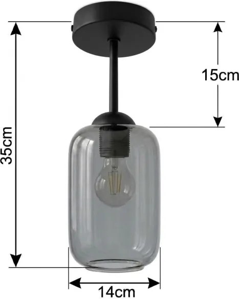 BRILAGI - Lustră aplicată LED R GLASS 1xE27/60W/230V Ø 14 cm negru/gri fumuriu