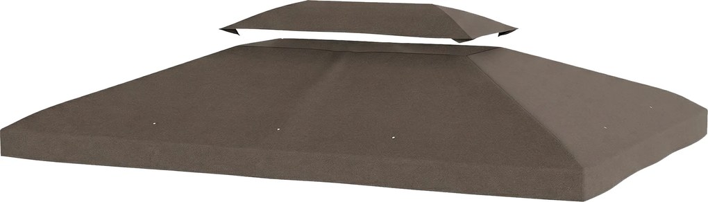 Outsunny Husă de schimb 4x3 m cu acoperiș dublu, orificii de drenaj și protecție UV - doar husă, NU include cadru, maro | Aosom Romania