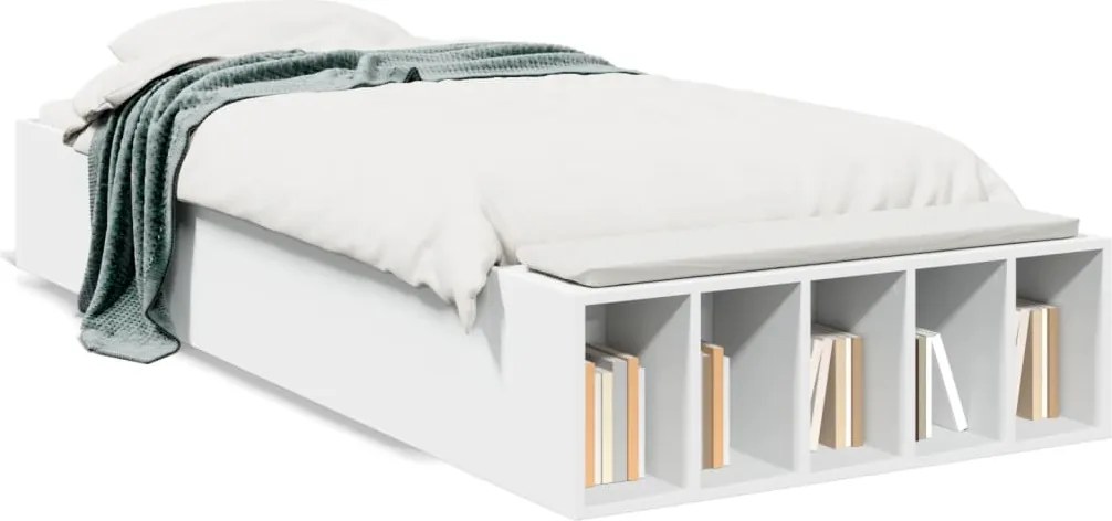 vidaXL Cadru de pat, alb, 100x200 cm, lemn prelucrat