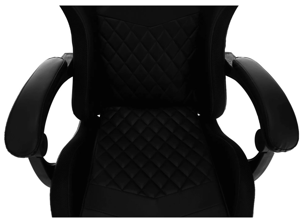 Scaun de birou / joc cu iluminare LED RGB, negru, MAFIRO