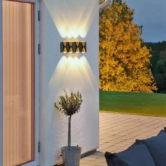 Aplica Exterior Elit's, Esn8781-8, IP65, Lumina Calda, 8W, Negru/Auriu