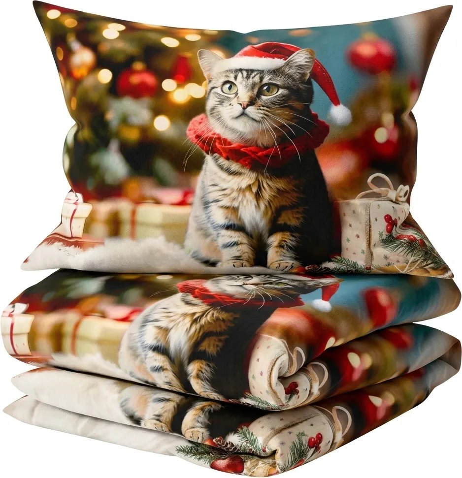 Lenjerie de pat 3D din bumbac HOLLY PAWS colorata + fata de perna 40x50 cm gratis Dimensiune lenjerie de pat: 70 x 90 cm | 140 x 200 cm