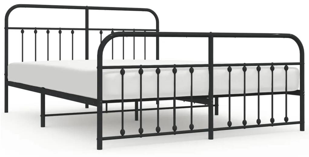 352599 vidaXL Cadru pat metalic cu tăblie de cap/picioare, negru, 160x200 cm