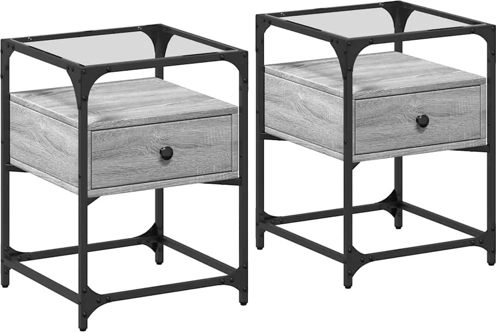 vidaXL Noptiere, 2 buc., gri sonoma, 40x40x55 cm, lemn prelucrat