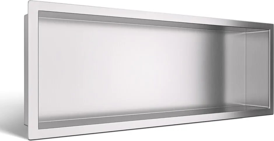 Raft incastrat dreptunghiular Balneo Wall-Box One cu rama 60x20x10 cm inox