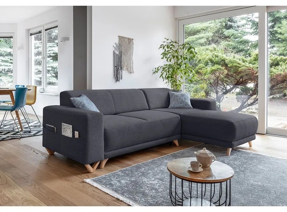 Colțar gri antracit extensibil/cu spațiu de depozitare Classy Sophie – Miuform