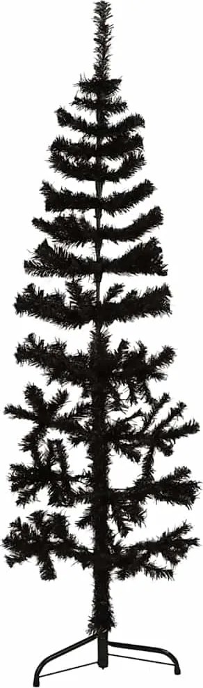 vidaXL Brad Crăciun artificial subțire jumătate cu suport negru 150 cm