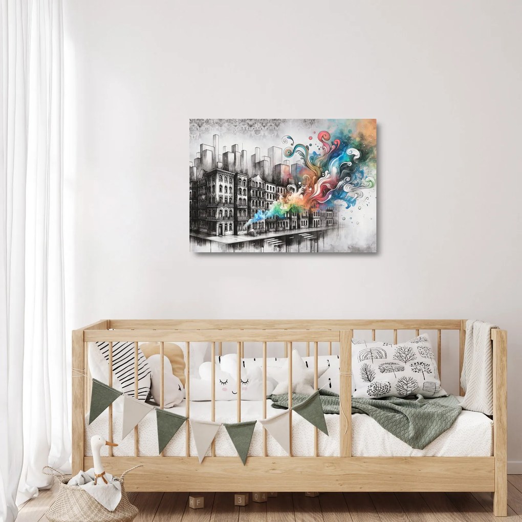 Tablou pe sticlă - Viața industrială (70x50 cm)