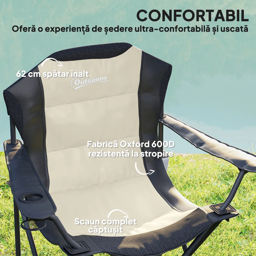 Outsunny 2 Scaune Camping PliaBile Alb-Crem | Aosom Romania
