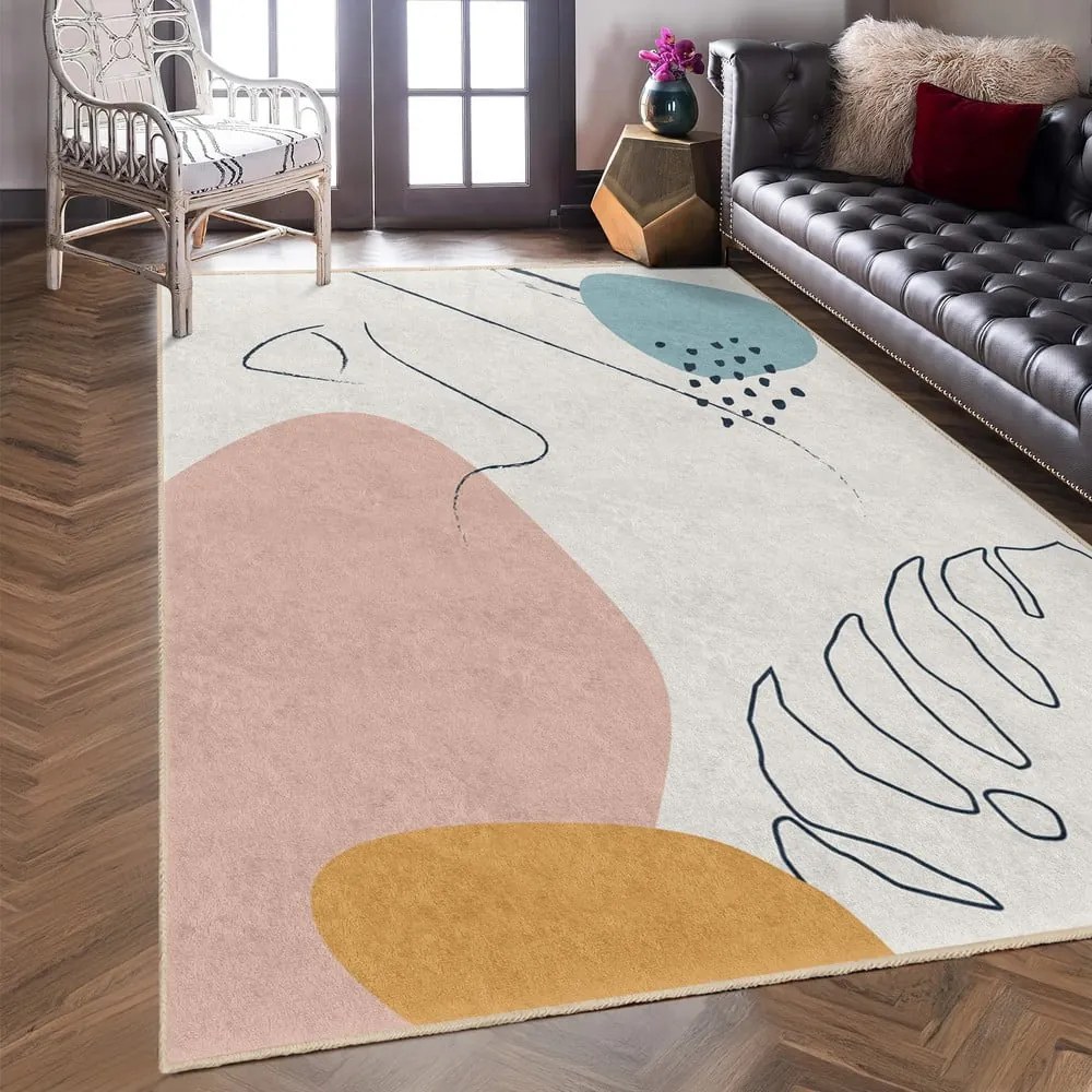 Covor crem lavabil 80x150 cm Abstract Shapes – Mila Home