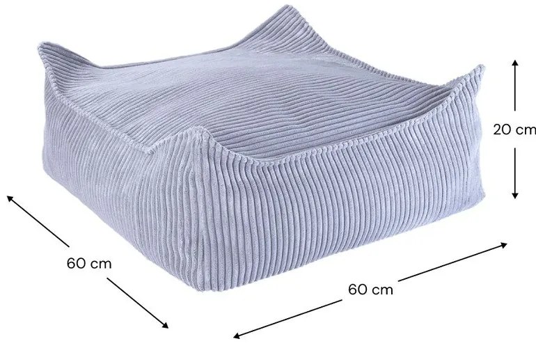 Fotoliu puf pentru copii albastru cu tapițerie din catifea reiată Square – Wigiwama