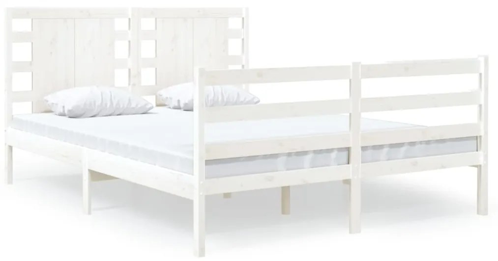3104254 vidaXL Cadru de pat mic dublu, alb, 120x190 cm, lemn masiv de pin