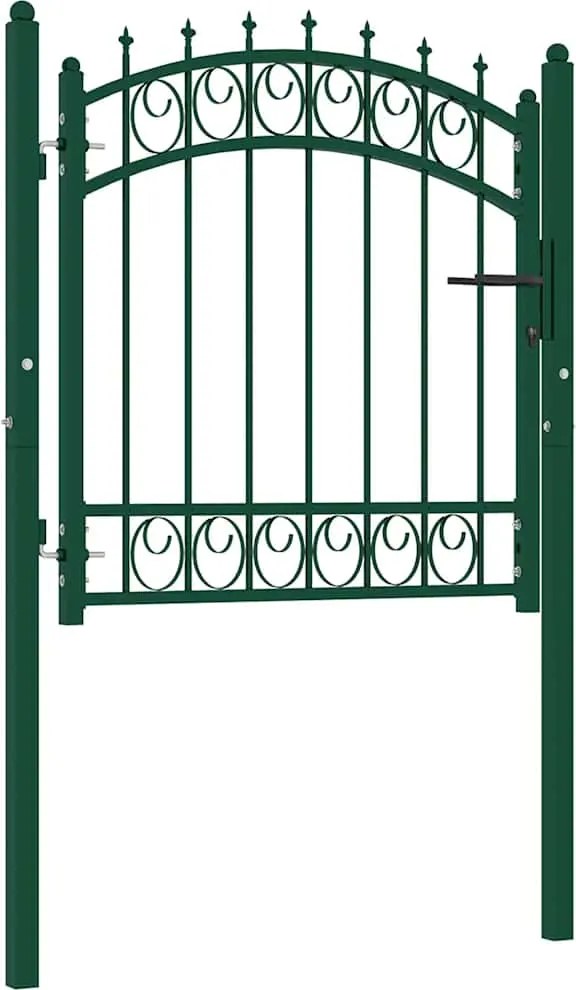 vidaXL Poartă de gard Emmen cu țăruși din oțel, verde, 103x97 cm