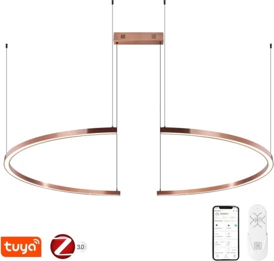 Immax NEO 07328L - Lustră LED reglabilă, suspendată pe cablu FINO, 72W/230V, 120 cm, aur roz, Tuya+telecomandă