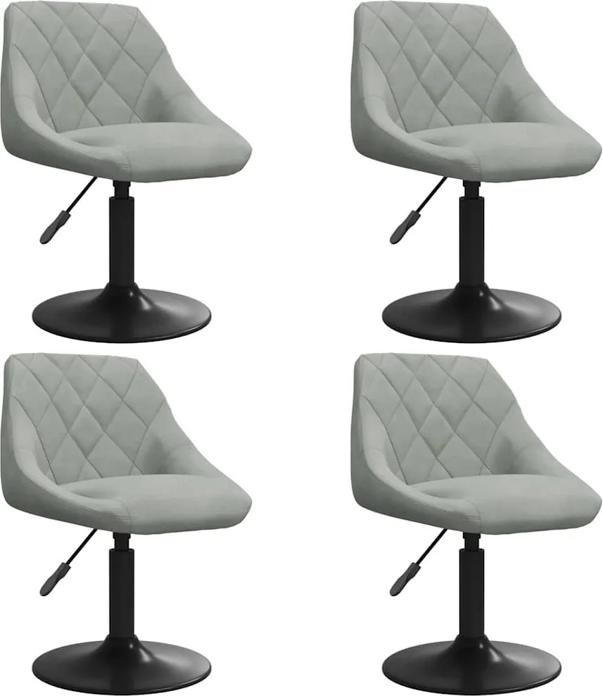 vidaXL Scaune de masă pivotante, 4 buc., gri deschis, catifea
