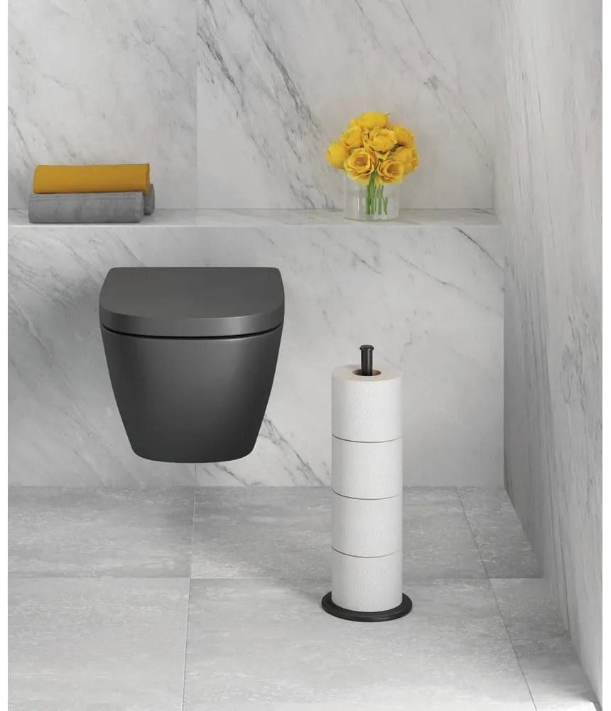 Suport pentru hârtie igienică negru mat din oțel Lava – Metaltex