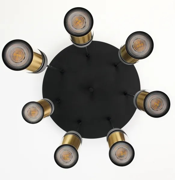 Lustră pe cablu Jupiter 2018 ALAS 7xGU10/10W/230V negru/auriu