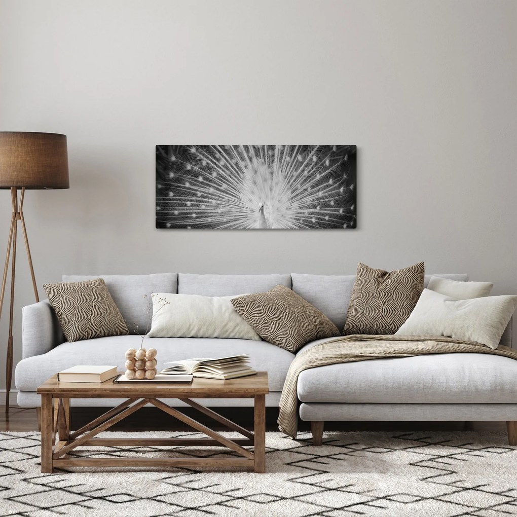 Tablou - Păun alb (120x50 cm)