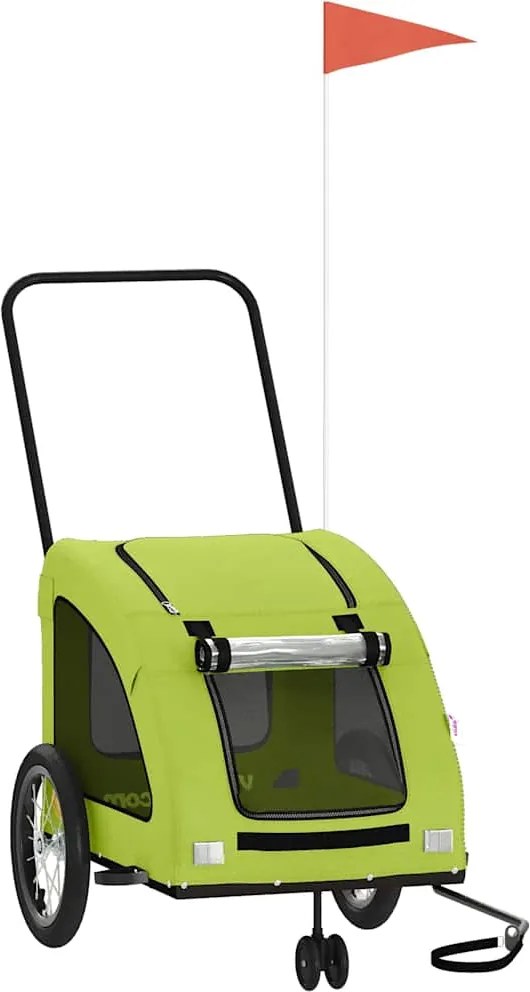vidaXL Remorcă de bicicletă animale companie, verde textil oxford/fier