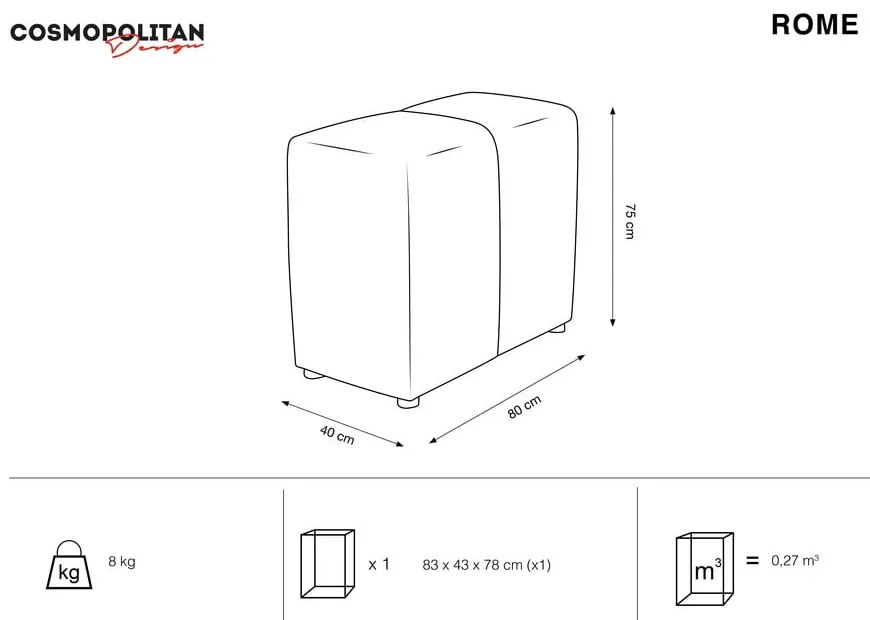 Spătar pentru canapea modulară galben cu tapițerie din catifea Rome Velvet - Cosmopolitan Design
