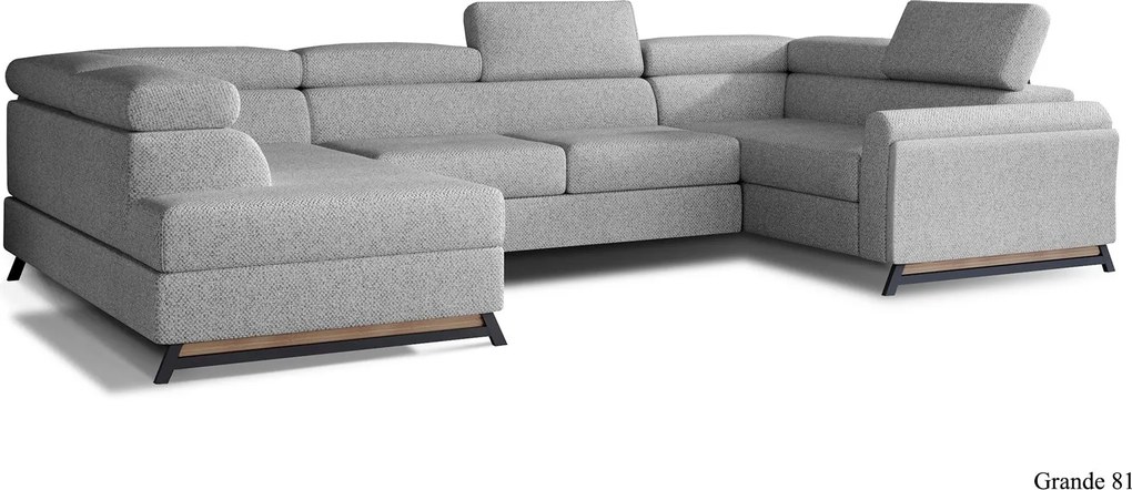 Colțar lemn masiv Formă U Extensibil Amira Personalizabil, 336 × 200 × 92 cm