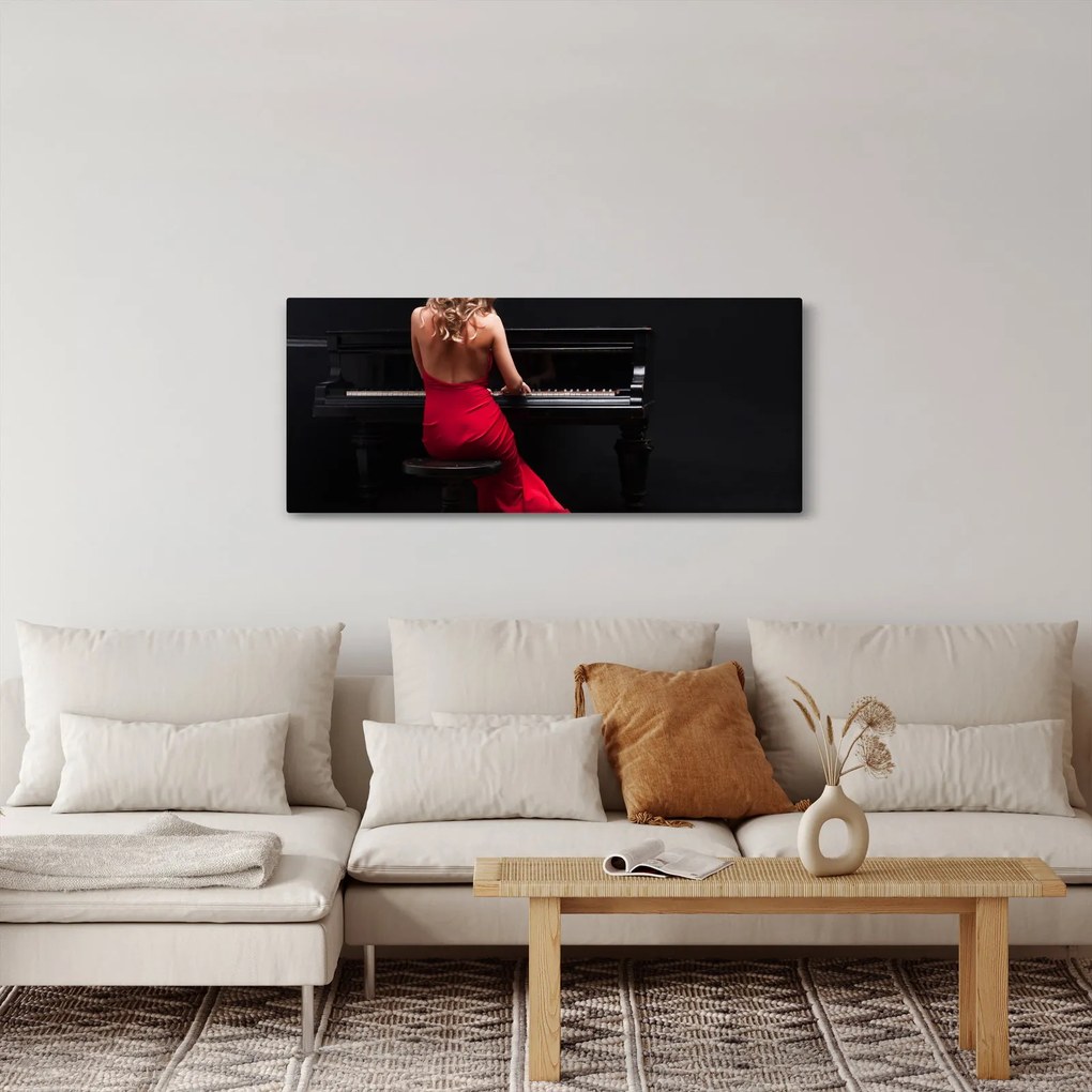 Tablou - Femeia cântând la pian (120x50 cm)