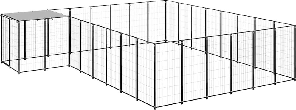 vidaXL Padoc pentru câini, negru, 15,73 m², oțel