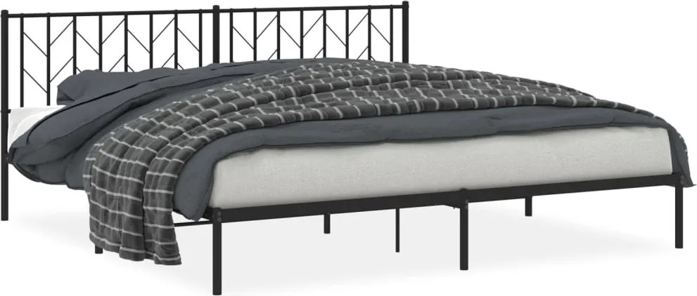 vidaXL Cadru de pat metalic cu tăblie, negru, 200x200 cm