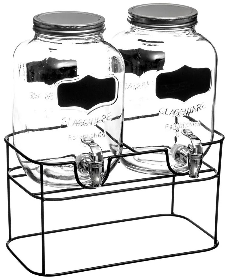 Dozator dublu pentru bauturi pe suport, 4L x 2 bucati incluse