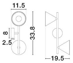 Aplica cu 2 Spoturi directionabile CONICO aurie, NVL-9011428