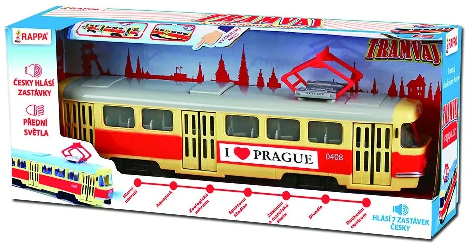 Rappa Tramvai Tatra T3, anunță stațiile în limba cehă, 28 cm - PRAGUE
