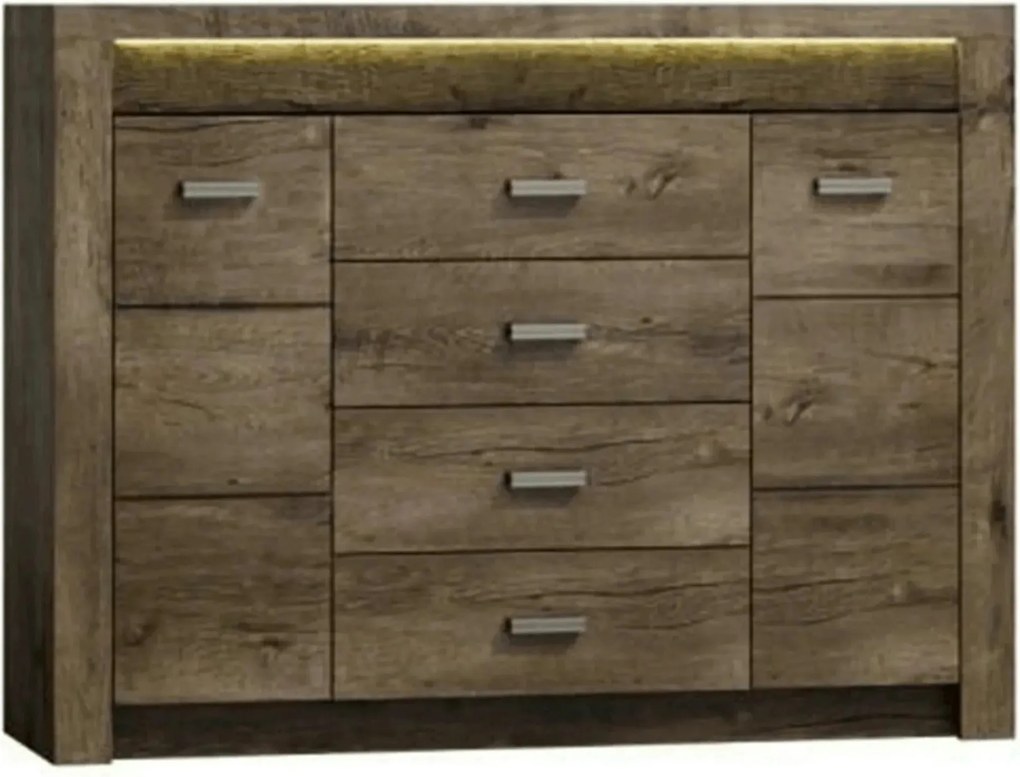 Comoda INFINITY I-07, frasin inchis, PAL melaminat, metal, 137x42x104