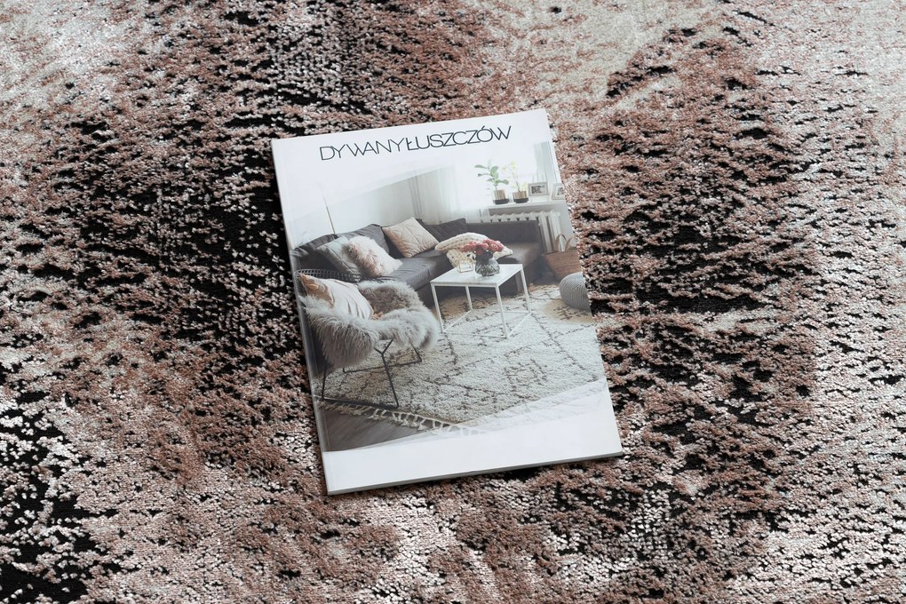 Covor DE LUXE modern 634 Cadru vintage - structural gri / roz