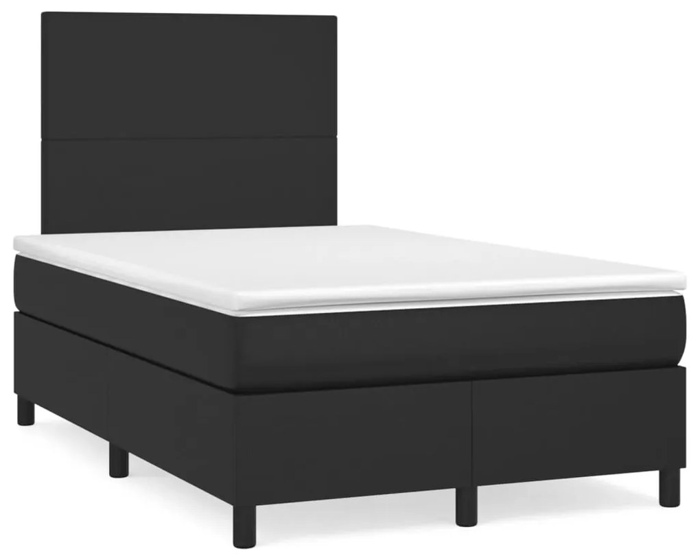 3142713 vidaXL Pat box spring cu saltea, negru, 120x200 cm, piele ecologică