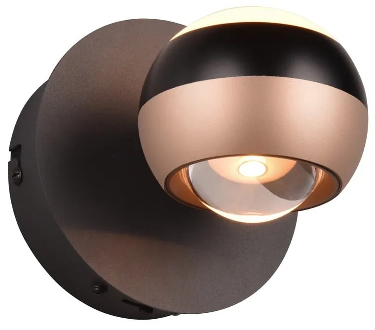 Aplică de perete negru-arămiu LED ø 10 cm Orbit – Trio Select