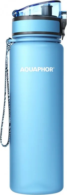 Sticla cu filtru pentru apa Aquaphor City 160046, 500 ml, Tritan, Carbune activ, Aqualen, Capac cu inchidere, Albastru glaciar